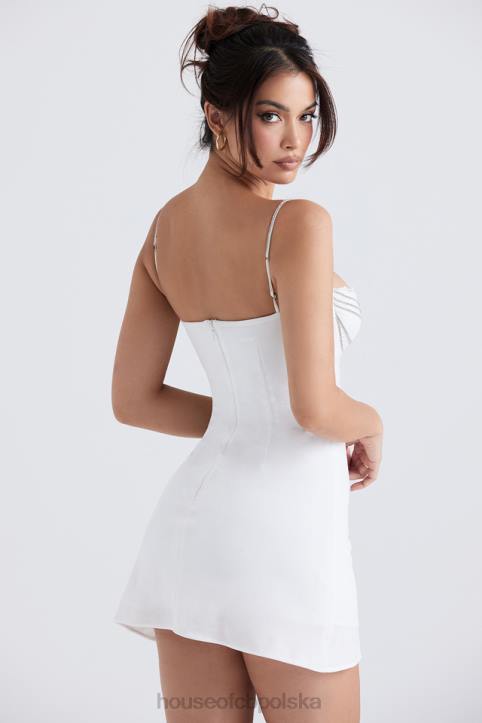 House of CB Sukienka mini z kryształkami w odcieniu kości słoniowej modna elegancja