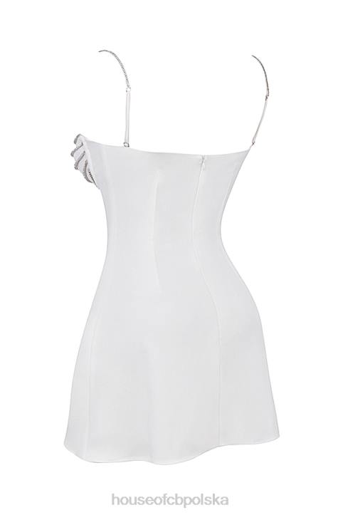 House of CB Sukienka mini z kryształkami w odcieniu kości słoniowej modna elegancja