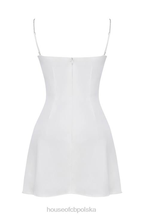 House of CB Sukienka mini z kryształkami w odcieniu kości słoniowej modna elegancja