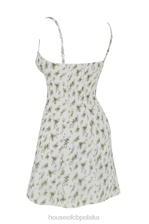 House of CB Sukienka mini z nadrukiem w ogrodzie zielona modna odzież