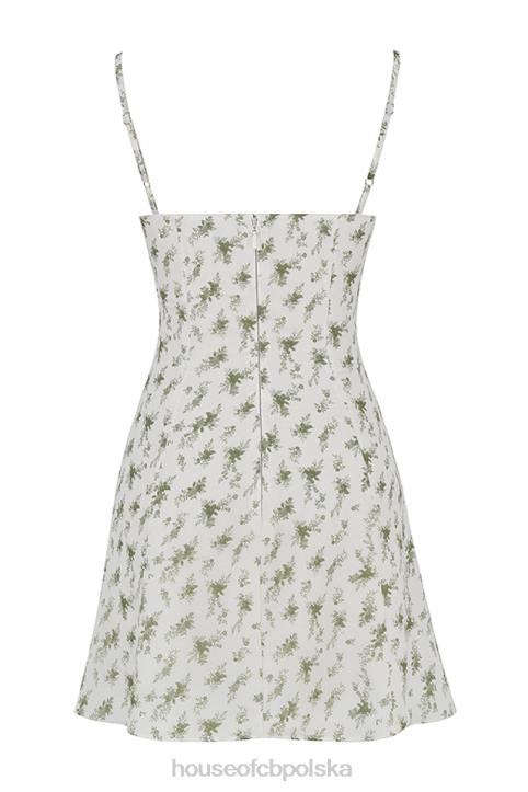 House of CB Sukienka mini z nadrukiem w ogrodzie zielona modna odzież