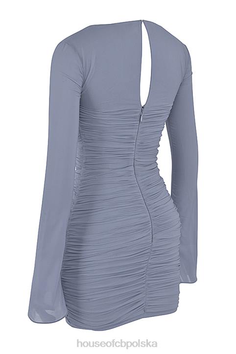 House of CB Mini Sukienka Jedwabna Szara Camille 4PND321 Elegancka Moda