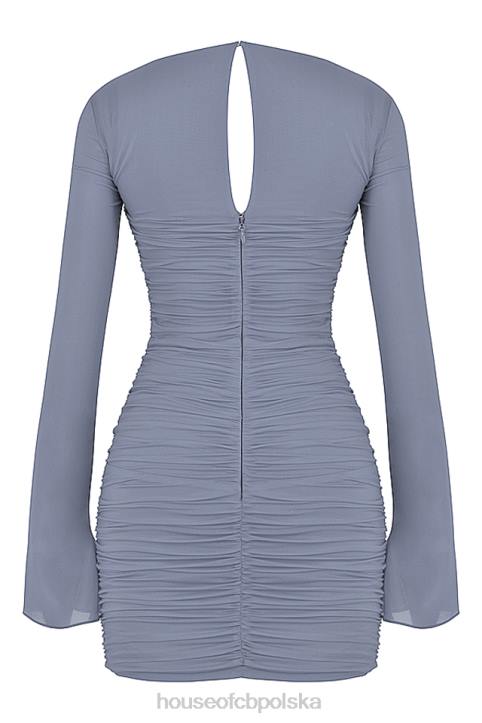 House of CB Mini Sukienka Jedwabna Szara Camille 4PND321 Elegancka Moda