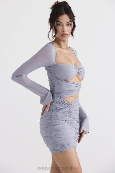 House of CB Mini Sukienka Jedwabna Szara Camille 4PND321 Elegancka Moda
