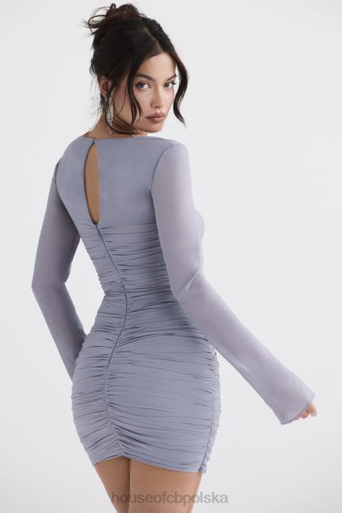 House of CB Mini Sukienka Jedwabna Szara Camille 4PND321 Elegancka Moda