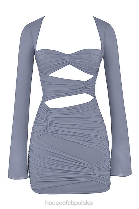 House of CB Mini Sukienka Jedwabna Szara Camille 4PND321 Elegancka Moda