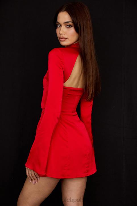 House of CB Czerwona Satynowa Mini Sukienka Alyssa Idealna na Wyjścia
