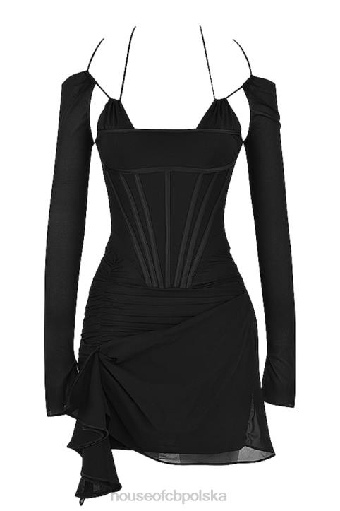 House of CB Mini Sukienka Gorset Jedwab Czarna Elegancja