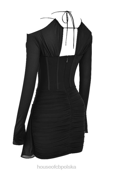 House of CB Mini Sukienka Gorset Jedwab Czarna Elegancja