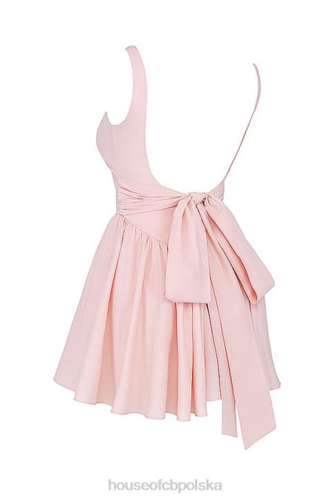 House of CB mini sukienka brzoskwiniowa z kokardką Florianne