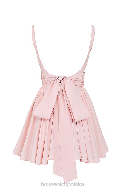 House of CB mini sukienka brzoskwiniowa z kokardką Florianne