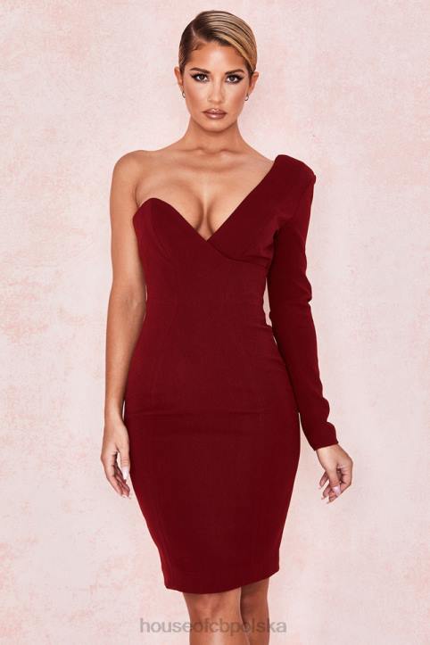 House of CB Sukienka Caprice Wine Na Jedno Ramię Elegancka Modna Odzież