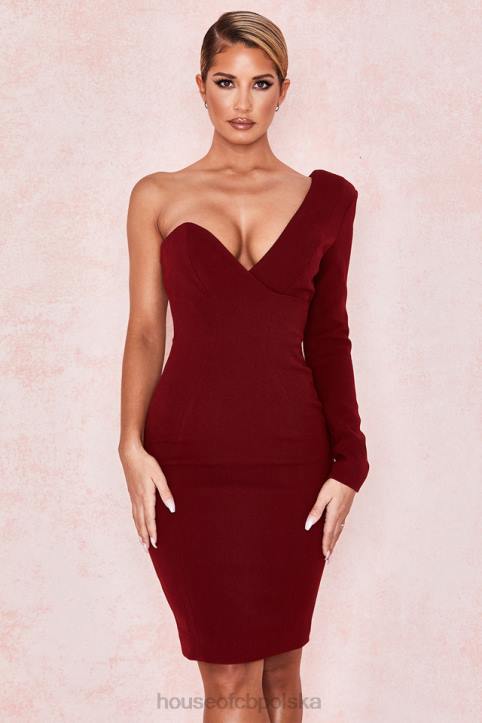 House of CB Sukienka Caprice Wine Na Jedno Ramię Elegancka Modna Odzież