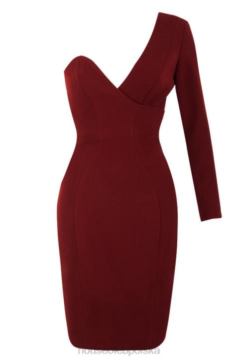 House of CB Sukienka Caprice Wine Na Jedno Ramię Elegancka Modna Odzież