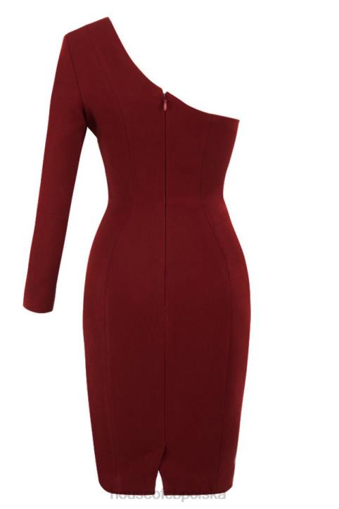House of CB Sukienka Caprice Wine Na Jedno Ramię Elegancka Modna Odzież