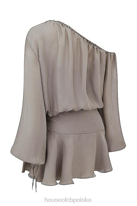 House of CB Wilhelmina popielatozielona sukienka odkryte ramiona trendy moda