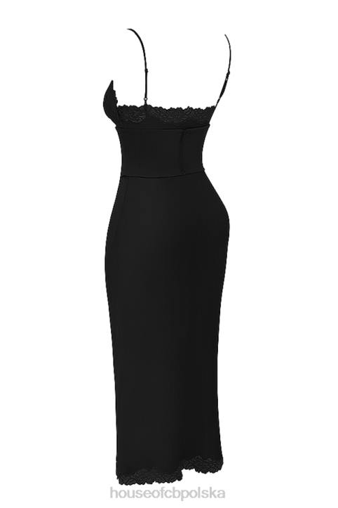 House of CB Czarna satynowa sukienka salma trendy elegancka moda