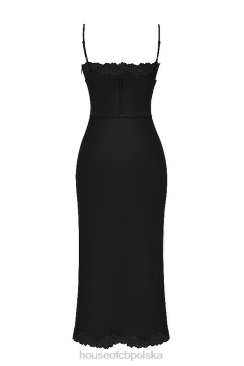 House of CB Czarna satynowa sukienka salma trendy elegancka moda