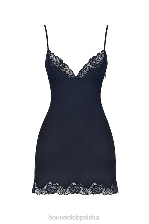 House of CB Granatowa Sukienka Soraya Satynowa Elegancka 4PND372