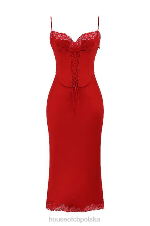House of CB Sukienka Salma Satynowa Czerwony Róż Modna Elegancka