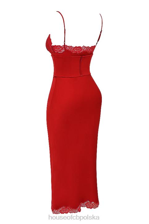 House of CB Sukienka Salma Satynowa Czerwony Róż Modna Elegancka