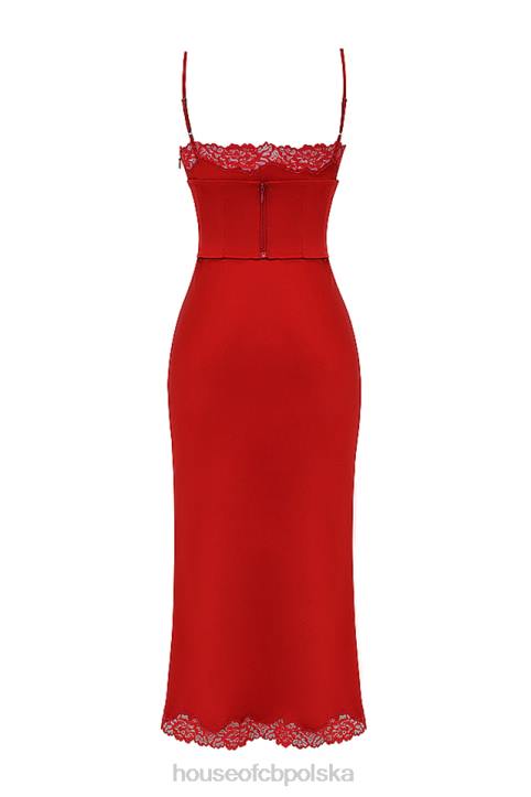 House of CB Sukienka Salma Satynowa Czerwony Róż Modna Elegancka