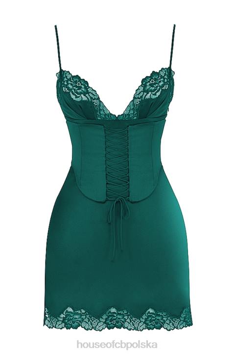 House of CB Satynowa sukienka halka Soraya Zielona elegancka moda na każdą okazję