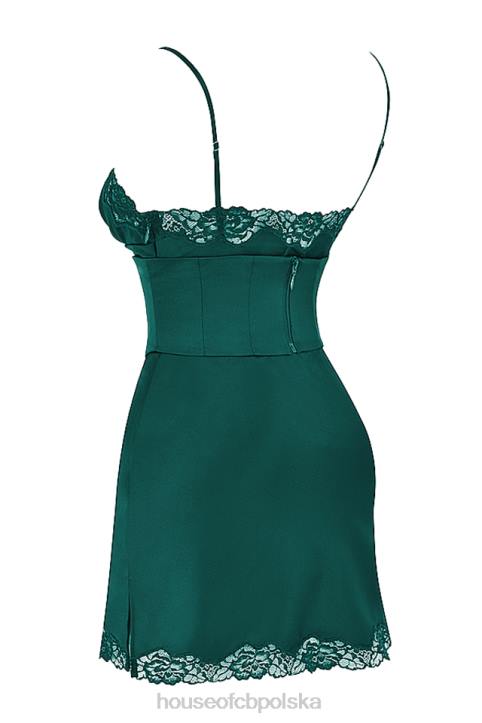 House of CB Satynowa sukienka halka Soraya Zielona elegancka moda na każdą okazję