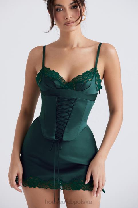 House of CB Satynowa sukienka halka Soraya Zielona elegancka moda na każdą okazję