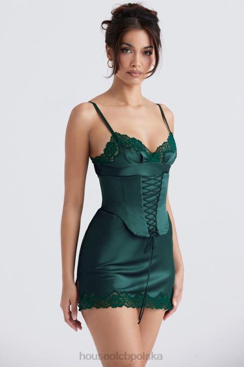 House of CB Satynowa sukienka halka Soraya Zielona elegancka moda na każdą okazję