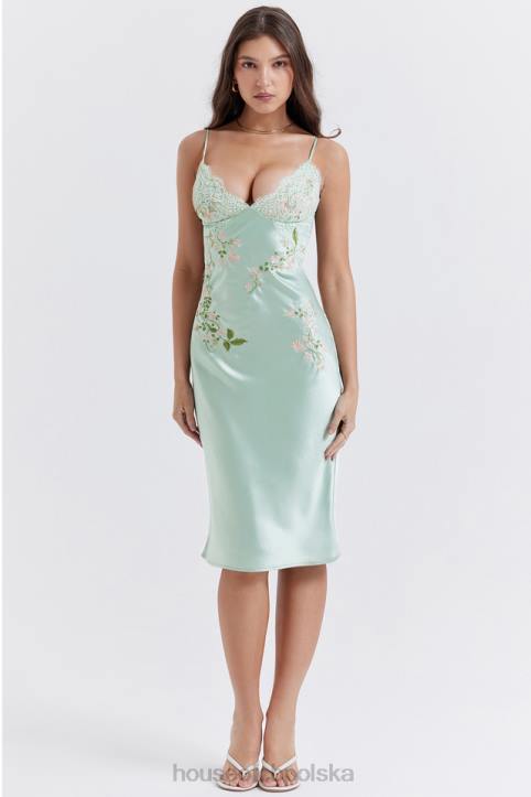 House of CB Sukienka Fallon Haft Jadeitowa Elegancja