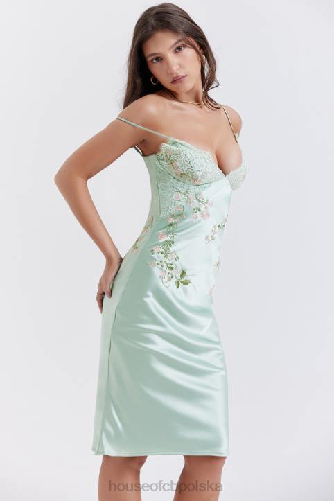 House of CB Sukienka Fallon Haft Jadeitowa Elegancja