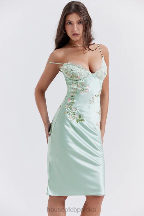 House of CB Sukienka Fallon Haft Jadeitowa Elegancja
