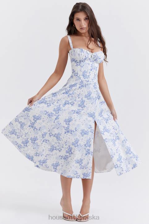 House of CB Sukienka Carmen Gorsetowa Niebieska Trendy Moda Kobieca