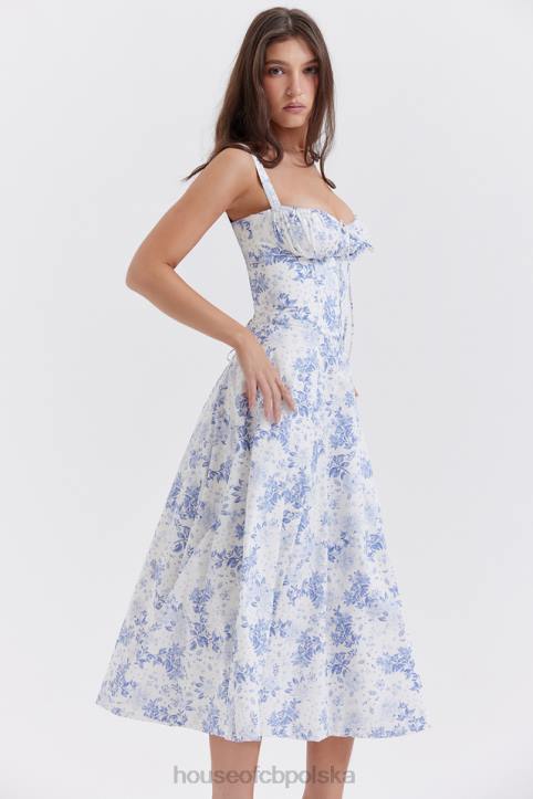 House of CB Sukienka Carmen Gorsetowa Niebieska Trendy Moda Kobieca