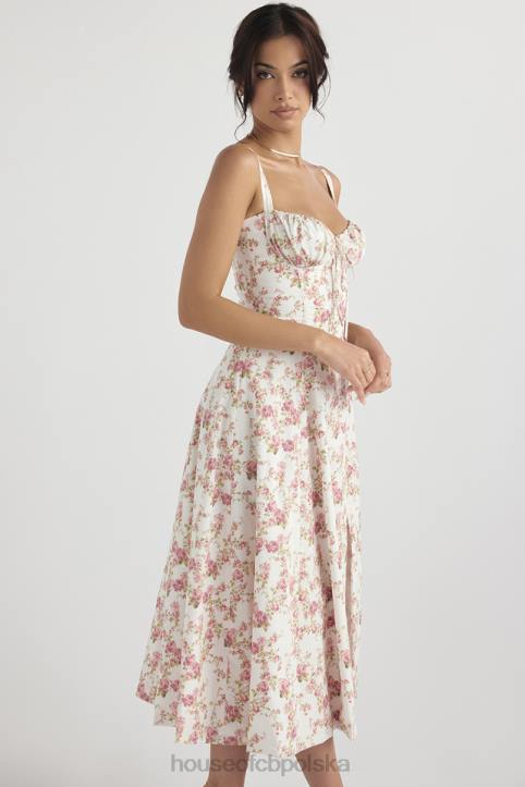 House of CB Sukienka Gorsetowa Carmen Różowy Kwiatowy Styl Elegancki