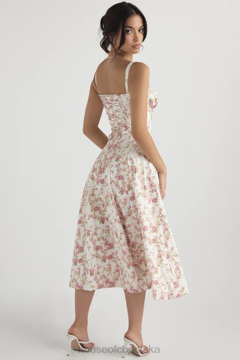 House of CB Sukienka Gorsetowa Carmen Różowy Kwiatowy Styl Elegancki