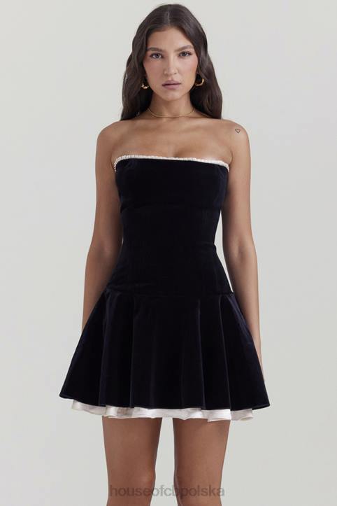 House of CB Czarna aksamitna sukienka bez ramiączek Maryla 4PND123 odzież