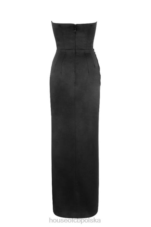 House of CB Czarny Gorset Satynowy Bez Ramiączek Adrienne 4PND588 Elegancja i Styl