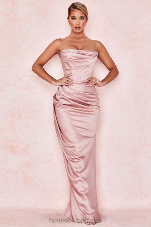 House of CB Satynowa suknia bez ramiączek Adrienne w kolorze różu 4PND629 odzież