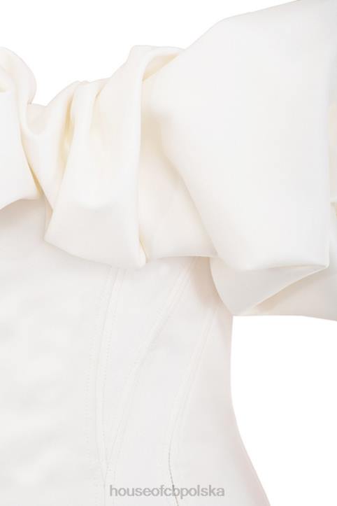 House of CB Selena satynowa sukienka bez ramiączek kości słoniowej elegancka moda na każdą okazję