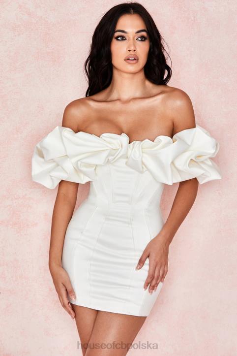 House of CB Selena satynowa sukienka bez ramiączek kości słoniowej elegancka moda na każdą okazję