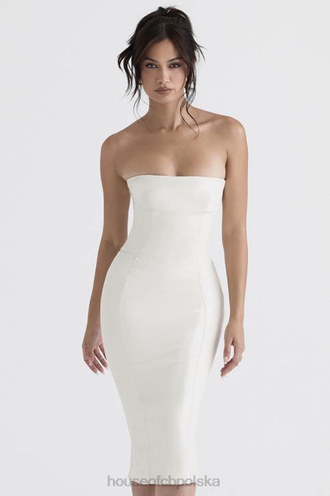 House of CB Sukienka bez ramiączek wegańska skóra Camilla Ivory modna odzież