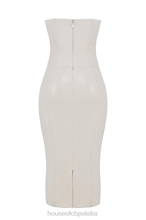 House of CB Sukienka bez ramiączek wegańska skóra Camilla Ivory modna odzież