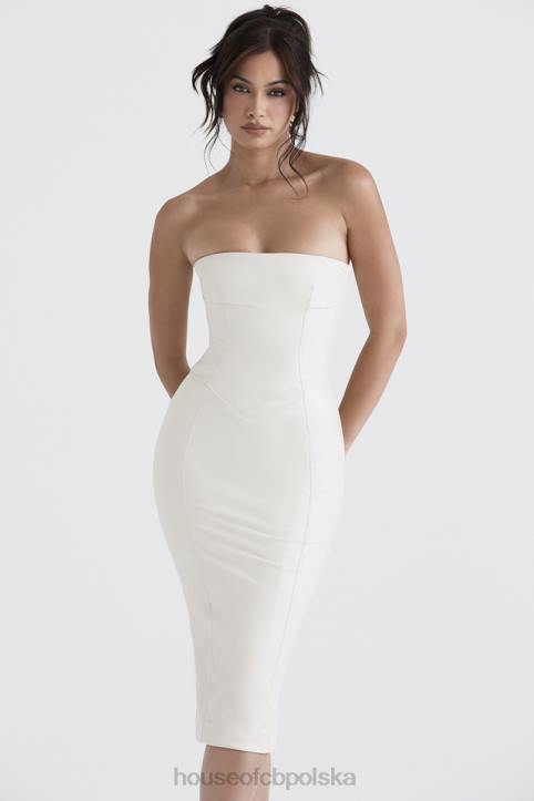 House of CB Sukienka bez ramiączek wegańska skóra Camilla Ivory modna odzież