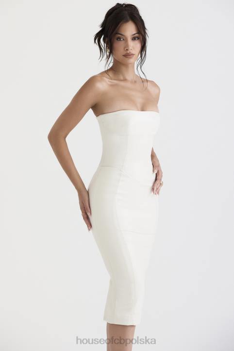House of CB Sukienka bez ramiączek wegańska skóra Camilla Ivory modna odzież