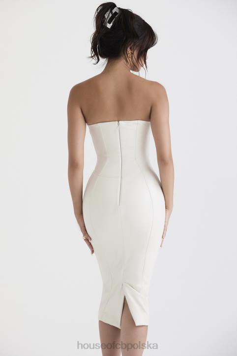 House of CB Sukienka bez ramiączek wegańska skóra Camilla Ivory modna odzież