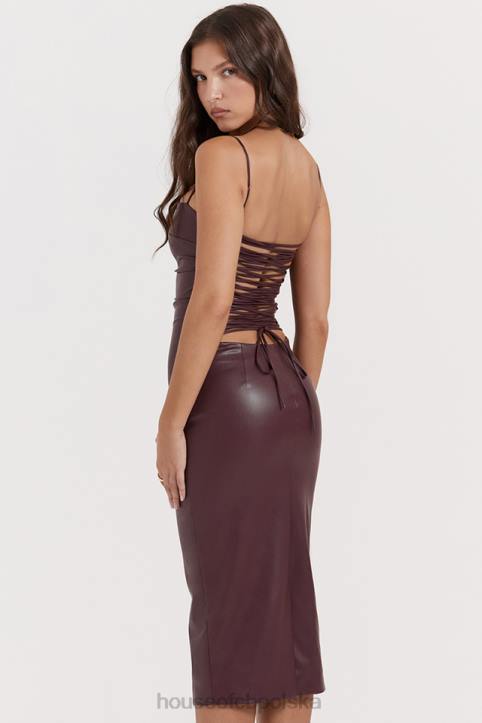 House of CB sukienka mulberry z wegańskiej skóry z koronką 4PND165 modna odzież