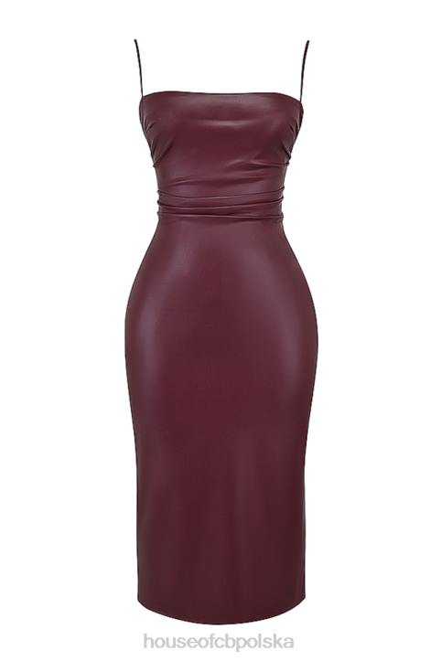 House of CB sukienka mulberry z wegańskiej skóry z koronką 4PND165 modna odzież