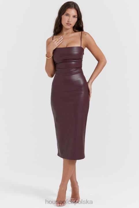 House of CB sukienka mulberry z wegańskiej skóry z koronką 4PND165 modna odzież